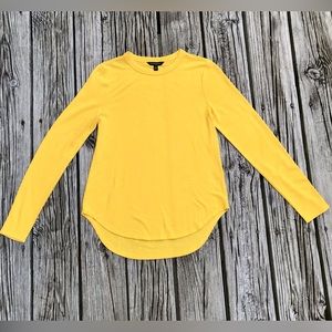 Ladies BANANA REPUBLIC Mustard Golden 70s Yellow Long Sleeve Fitted Knit Top S